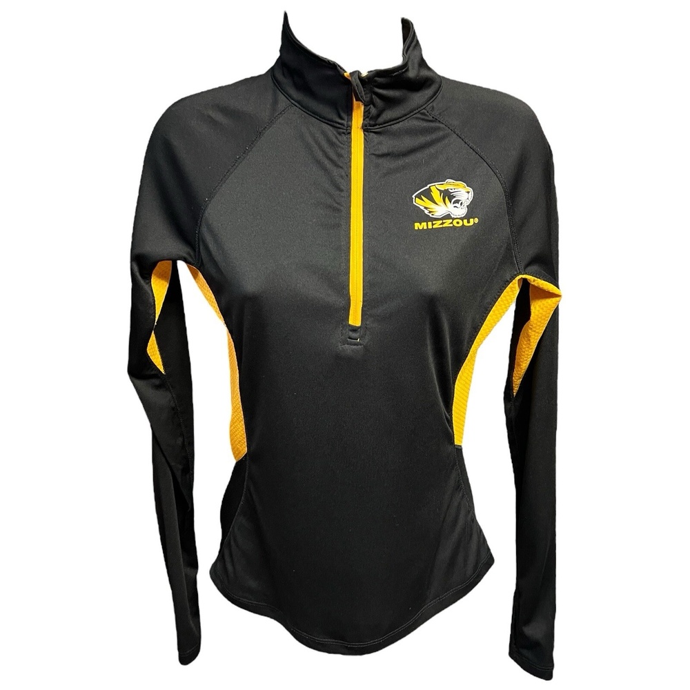 Colosseum Pullover‎ S Black Yellow Quarter Zip HiLo Hem Mizzou Tigers Sporty
